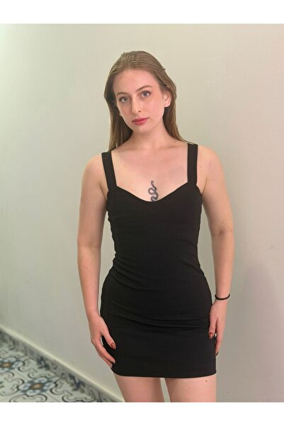 ELBİSE SİYAH KLASİK DAR KESİM KISA