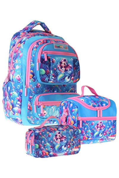 KAUKKO Kids Coral(Pink - Blue Color) Girls' Triple Primary School School Bag ...