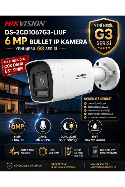 Hikvision 6 MP SABİT LENSLİ BULLET IP KAMERA DS-2CD1067G3-LIUF / 6 MP Kamera ...