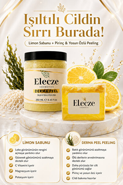 Elecze cosmetıcs Aydınlatıcı Cilt Bakım Seti Limon Sabunu + Pirinç ve Yosun Ö...