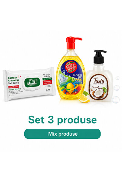 Fibril Kit Bucatarie si Maini, Set 3 Produse: Servetele White Soap, Detergent...