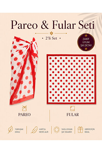 tarzınısec Choose Your Style Premium Red Polka Dot 2-Piece Slit Tie-Up Pareo ...