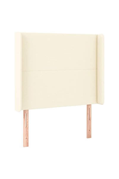 vidaxl Tăblie de pat cu aripioare, crem, 83x16x118/128 cm, piele
