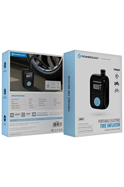 Powerology Portable Electric Tire Inflator Black