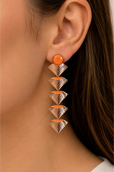 POYASE Geometric Design Stone Detailed Dangle Earrings