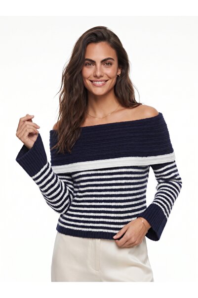 ONLOOX Navy Blue White Flexible Acrylic Fabric Collar Standard Size Striped K...