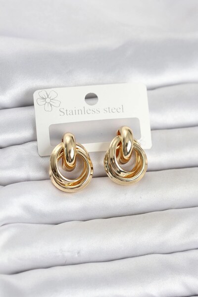 Generic Brand Mey Import ®   316L Steel Gold Color Hoop Model Women's Earrings