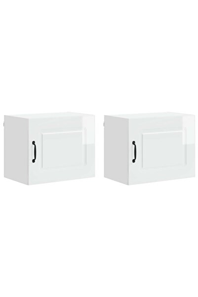 vidaxl Dulap de bucătărie Kalmar 2 pcs Alb lucios 50 x 31 x 40 cm