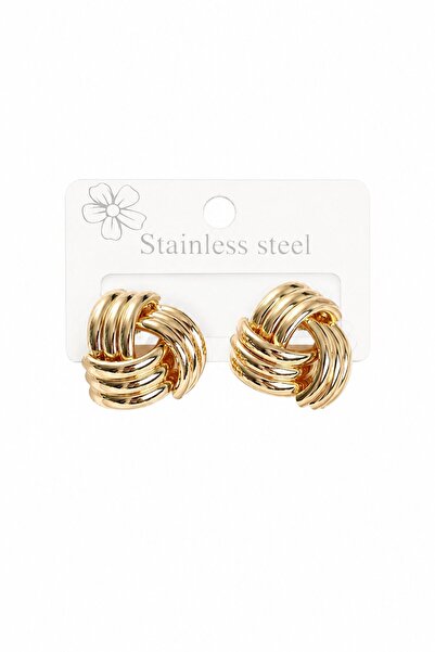 serelya 316L Steel Gold Color Spiral Model Women's Earrings