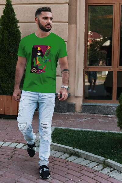 iLovePrints Colorful Abstract Guitarist Tshirt
