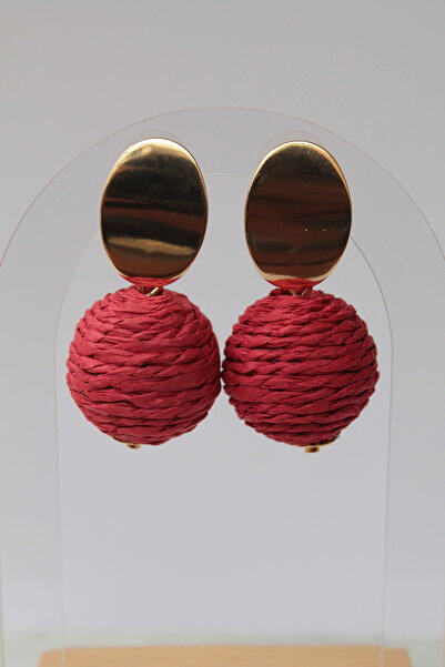 Luvix Design Red Straw Earrings with Gold Detail