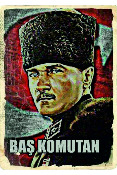 Lucena Tablou din lemn MDF Ataturk, Decorație de perete cu ștampilă de comand...