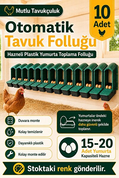 MUTLU TAVUKÇULUK Otomatik Folluk Tavuk Folluğu 10 Adet Duvara Monte Yumurtalı...