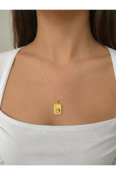 Zeynepli gold & jewelry 14 AYAR ALTIN D HARFLİ KARE KALPLİ KOLYE
