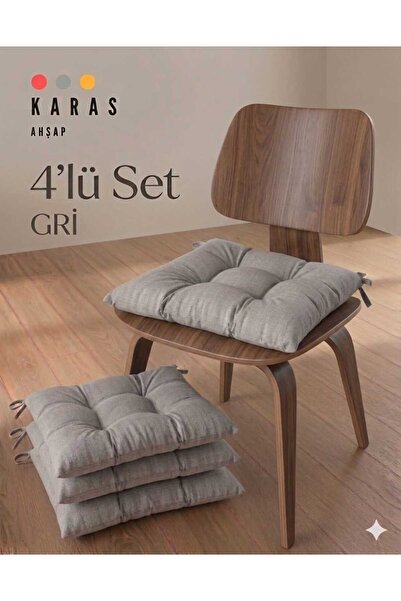 KARAS AHŞAP Tekstil Modern 4’lü Sandalye Minderi Takımı - Minder Seti (40x40 cm)