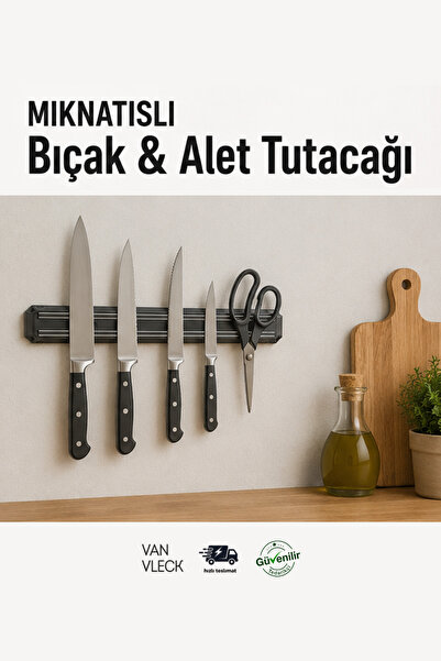 VAN VLECK Mıknatıslı Bıçak ve Alet Tutacağı – Manyetik Duvar Tipi Bıçak Askıs...