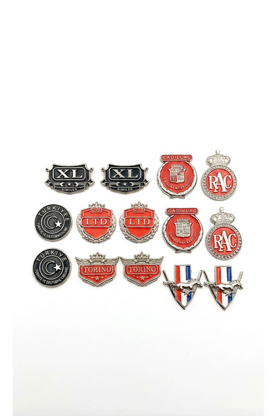 lina oto aksesuar 14 Metal Medium-Sized Badges with Adhesive Backing
