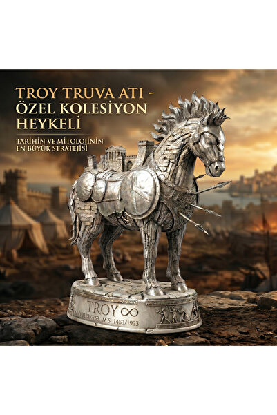 uAmor Troy Truva Atı Premium Tasarım Dekoratif Heykel Tarihi Mitoloji Serisi ...