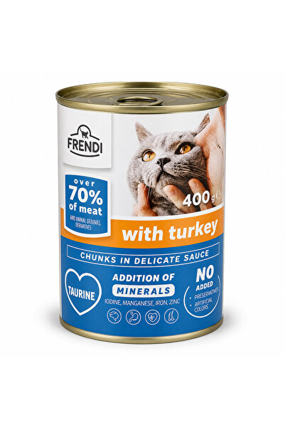FRENDİ Cat cu curcan, hrana umeda pentru pisici, conserva 400 g