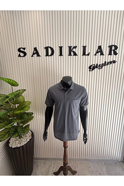 Sadık Collection Men's Large Size Polo Collar Pocket Combed Cotton Short Slee...