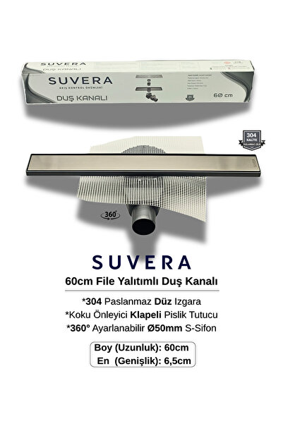 Suvera 60cm 304 Paslanmaz Izgaralı (File Yalıtım Kitli) Koku Önleyici Klapeli...