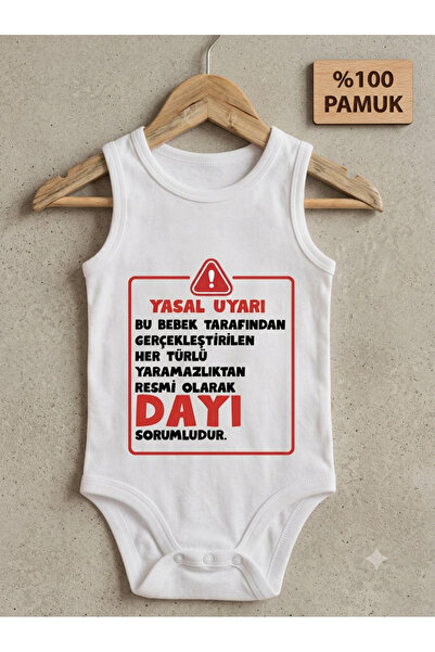 HAZDEN Dayı Sorumludur Esprili Bebek Zıbın - %100 Pamuklu Bebek Body Zıbın- E...