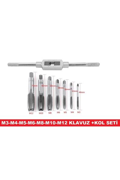 CEKSAN Klavuz Seti+kol M3-m4-m5-m6-m8-m10-m12 Metrik Diş Açma Klavuzları