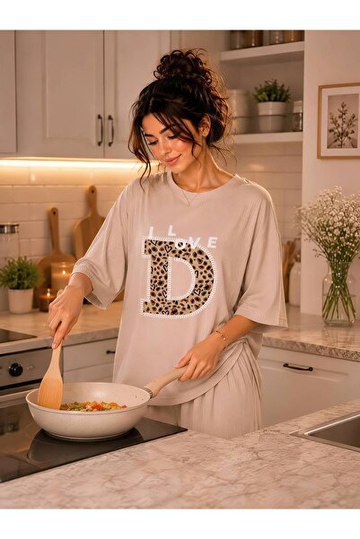 1way Comfortable and Stylish Home Pajamas, Striped T-Shirt and Wide-Leg Pants...
