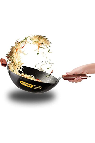 Hawkins Futura Non-stick Deep Frying Pan (Wok) with Flat Bottom, No Lid, Indu...
