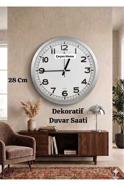 ÇEÇEN HOME (1 Adet) Renkli Çerçeveli Dekoratif Yuvarlak Duvar Saati, Salon-Ot...