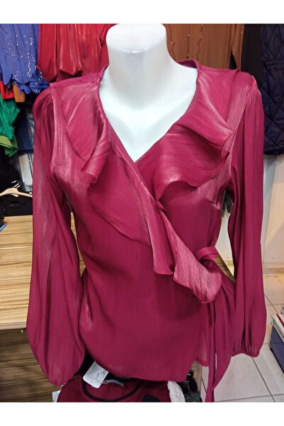 MODA Kruvaze Yaka Volanlı Bluz