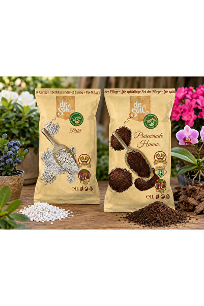 Dr Soil Set 1+1, Humus din scoarta de pin Dr.Soil 1L + Perlit horticol Dr. So...