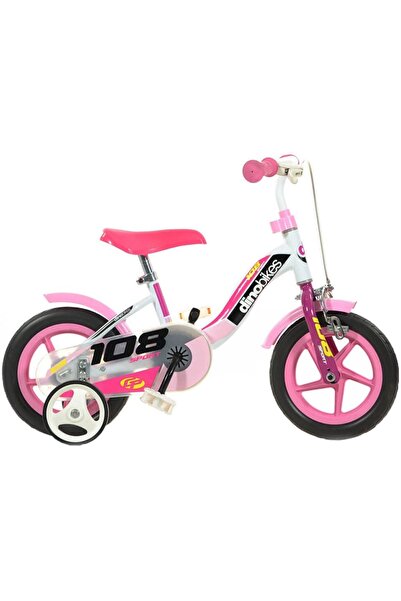Evelise Bicicletă pentru copii Dino Bikes 10 "108 Sport alb și roz cu frână
