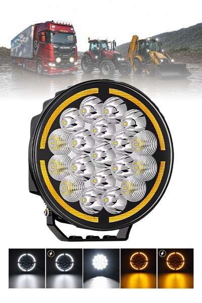 DEKOHOP Tır Kamyon Traktör 9 inç Led Sis Farı Angel Halka Metal Kasa 100 W Sü...