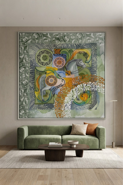 Jasmine Art Spirit of Al Khail Islamic Wall Art | Framed Canvas Print | Arabi...