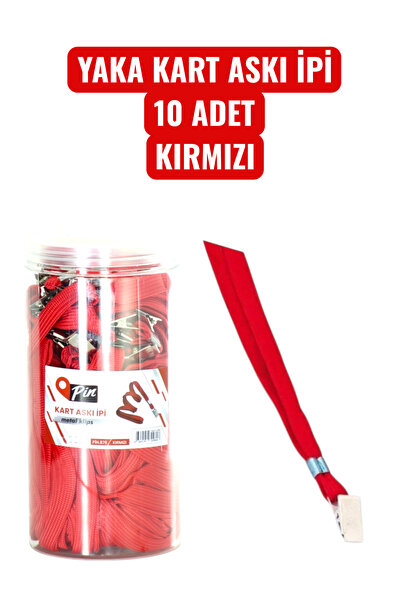 SEYFİKİRTASİYE Cordon pentru card de identitate, 10 bucăți, roșu