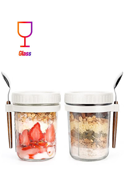 TAPIT 2 Pack Overnight Oats Containers with Lids and Spoon,16 oz Overnight Oa...