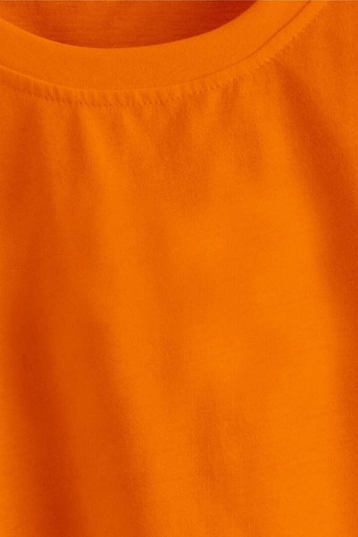JENOLAN Women's Orange Crop T-Shirt Oversize Unprinted Loose