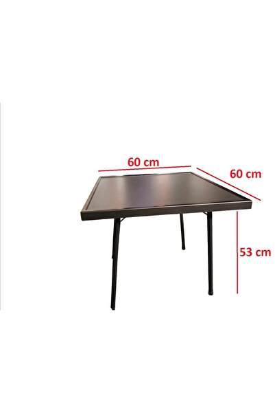 GÖKBAŞLAR 60x60 Cm Gri Katlanır Masa Balkon Bahçe Kamp Masası Piknik Masası