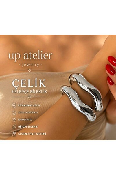 Up Atelier Dalgalı Asimetrik Model Çelik Kelepçe