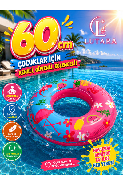 Silmaril 60cm Desenli Figürlü Pvc Özel Malzeme çocuk simit Deniz Havuz Yaz Eğ...