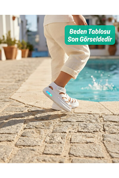 elma bebe Cırt Cırtlı Işıklı Kız Erkek Bebe Yazlık Spor Sandalet Ayakkabı