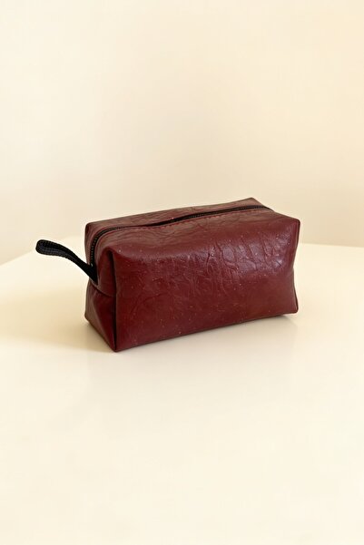ents Burgundy Leather Look Cosmetic Bag Multi-Purpose Travel and Care Organizer