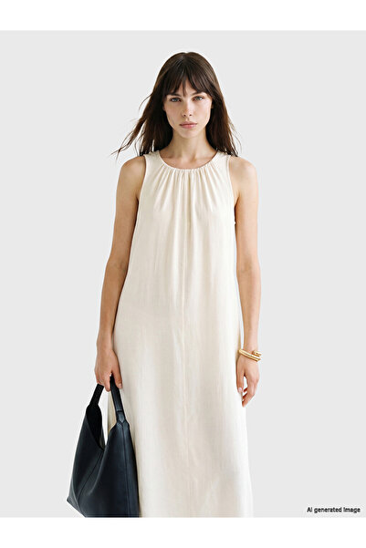 LC Waikiki White Drawstring Modal Blend Dress