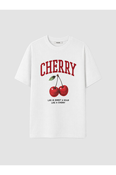 LC Waikiki White Printed Cotton Women's T-Shirt