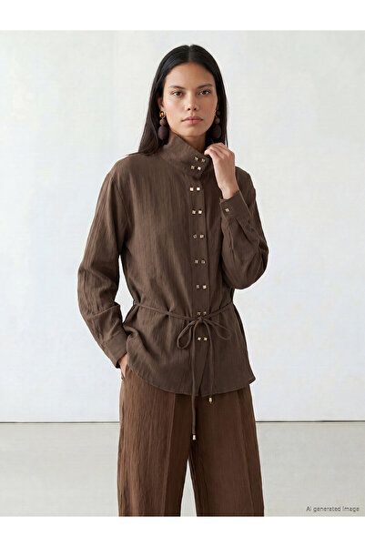 LC Waikiki Nevavm Women's Modal Blended Shirt with Belted Waist
