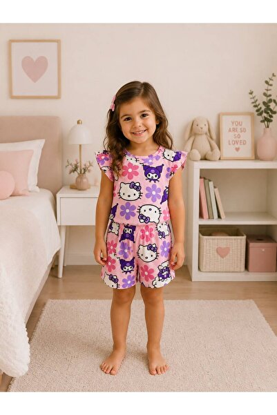 Pajama Shop Devojčički pamučni letnji tanki komplet pidžama sa kratkim rukavi...