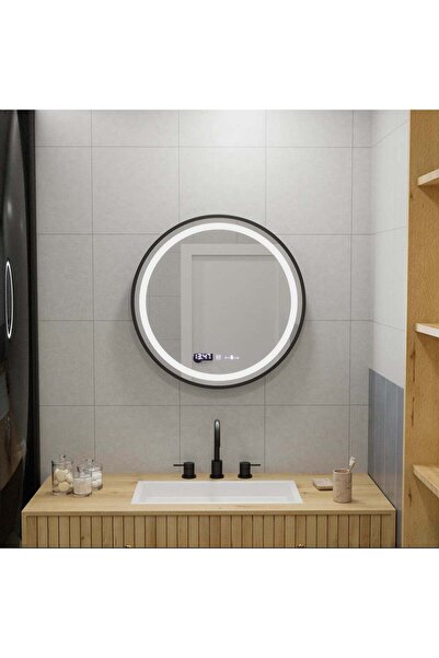La Cucu Oglinda LED Rotunda, 60cm, Celeste Majesté Noir MotionGlow Marcello, ...