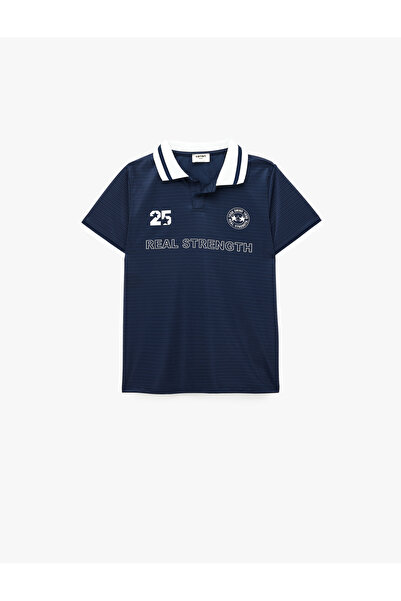 Koton Color Blocked Football Themed Printed Polo Neck T-Shirt