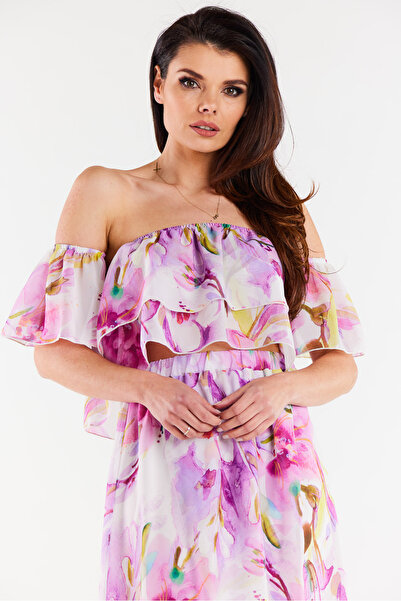 Awama Bluza Dama, Awama, Material Sifon, Stil, Floral De Plaja, Decolteu Pe U...